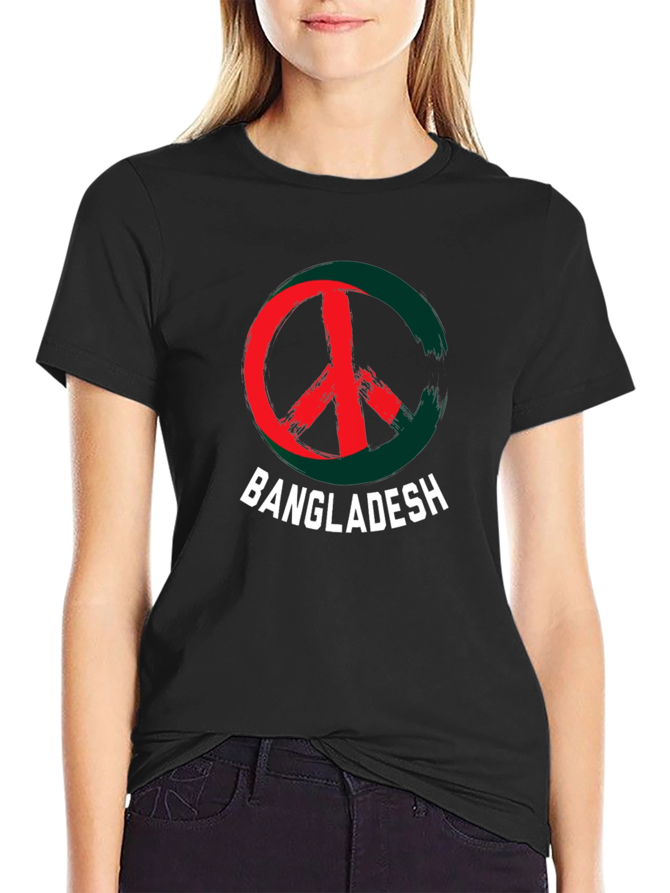 Bangladesh Peace Sign Graphic Tee - Mens Black T-Shirt