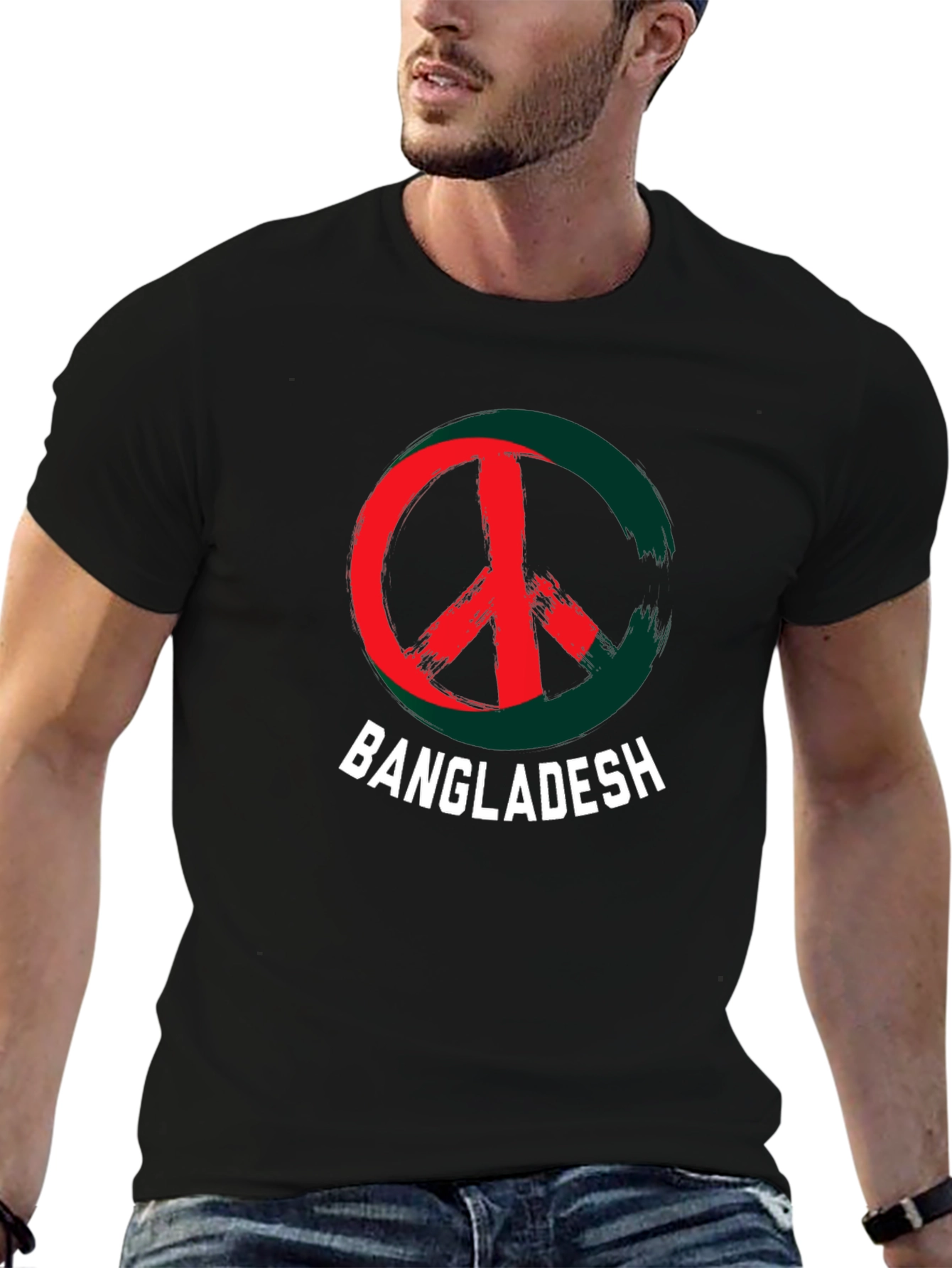 Bangladesh Peace Sign Graphic Tee - Mens Black T-Shirt