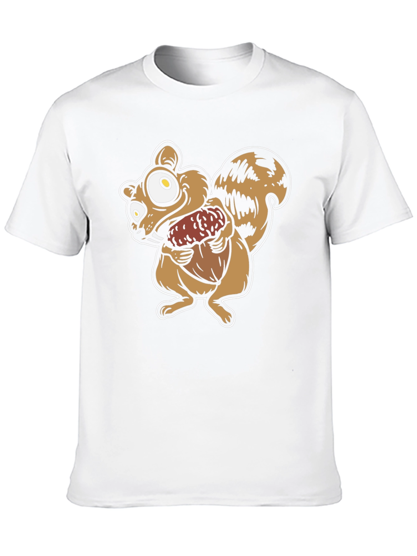 Cartoon Squirrel Holding Acorn Graphic T-Shirt