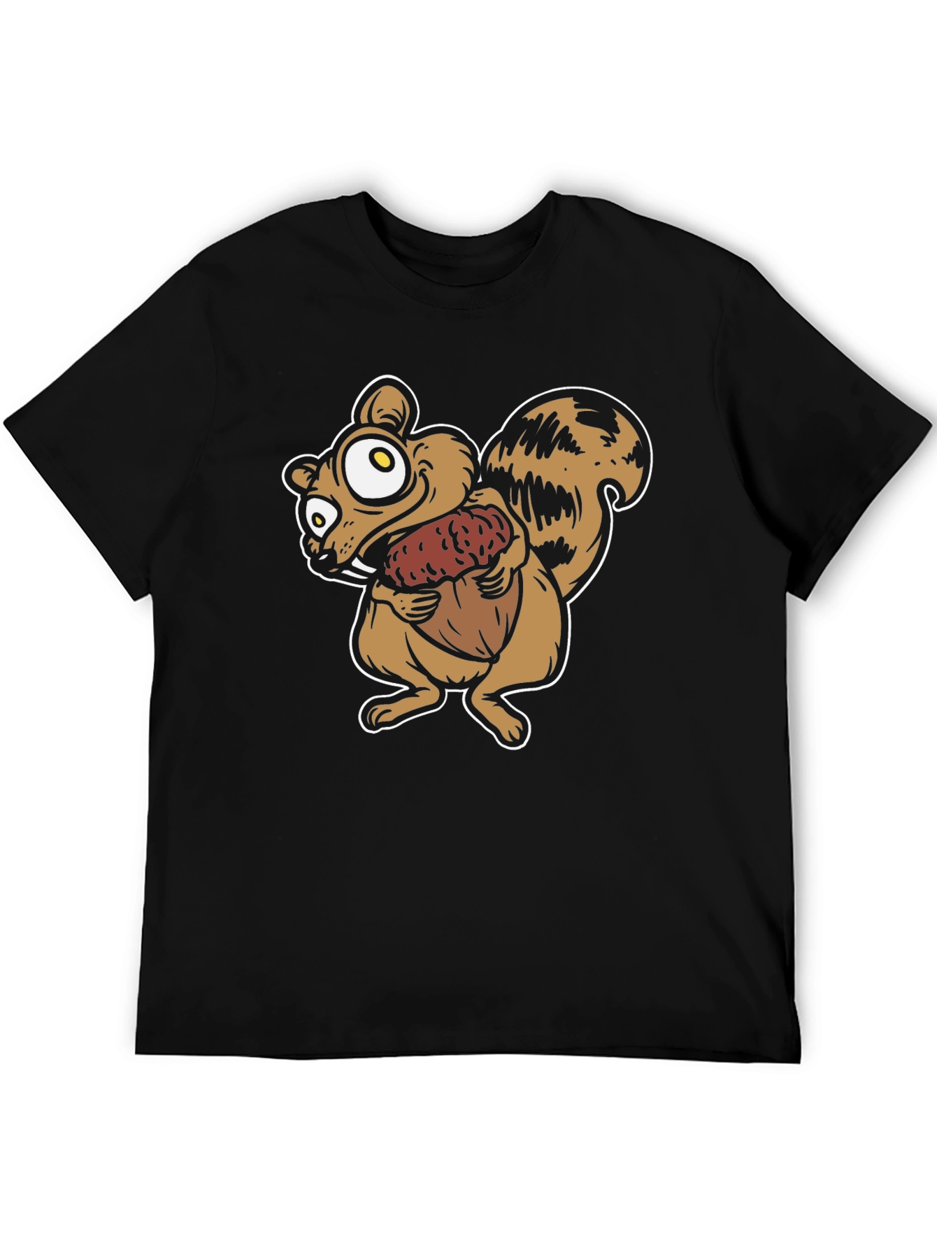 Cartoon Squirrel Holding Acorn Graphic T-Shirt