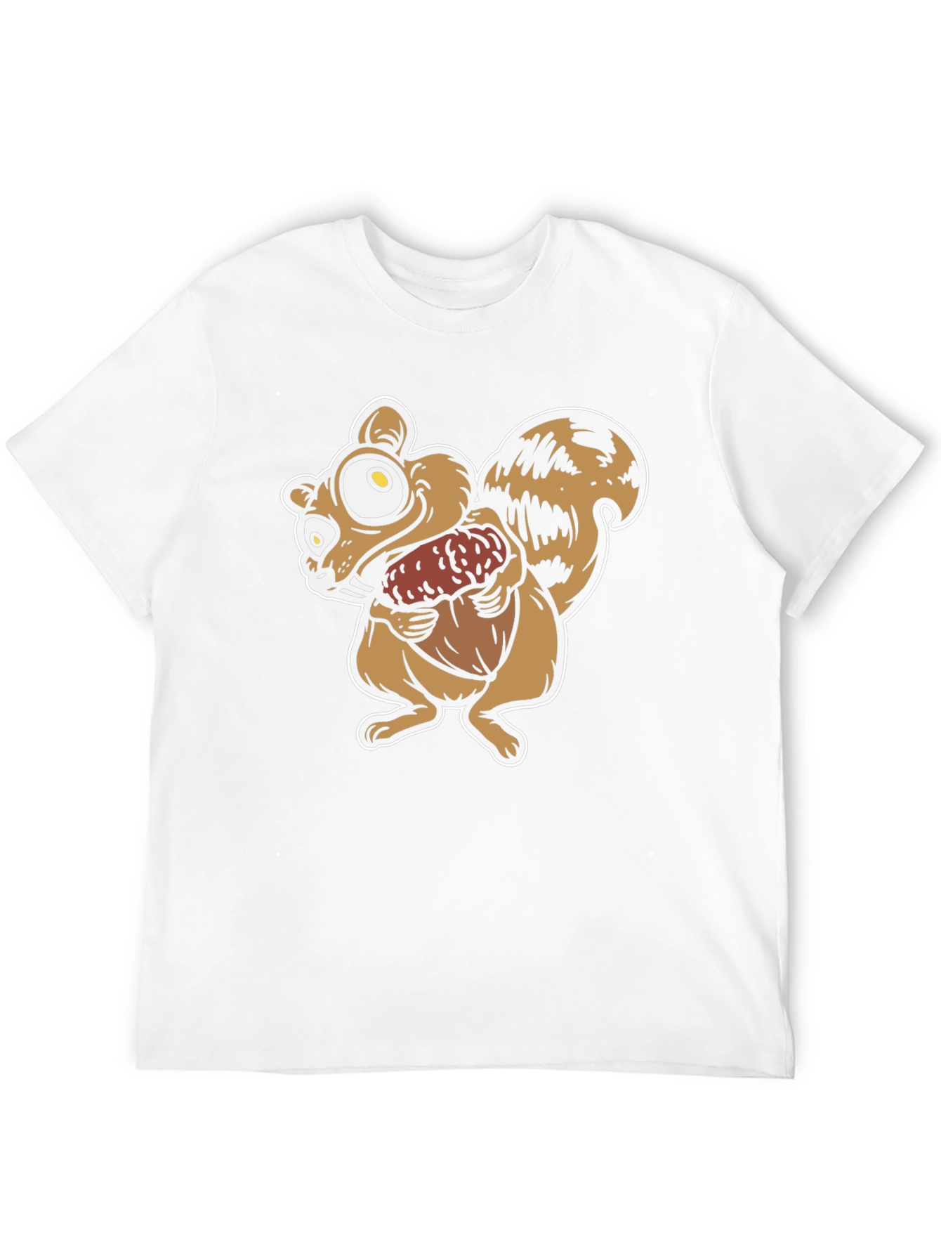 Cartoon Squirrel Holding Acorn Graphic T-Shirt