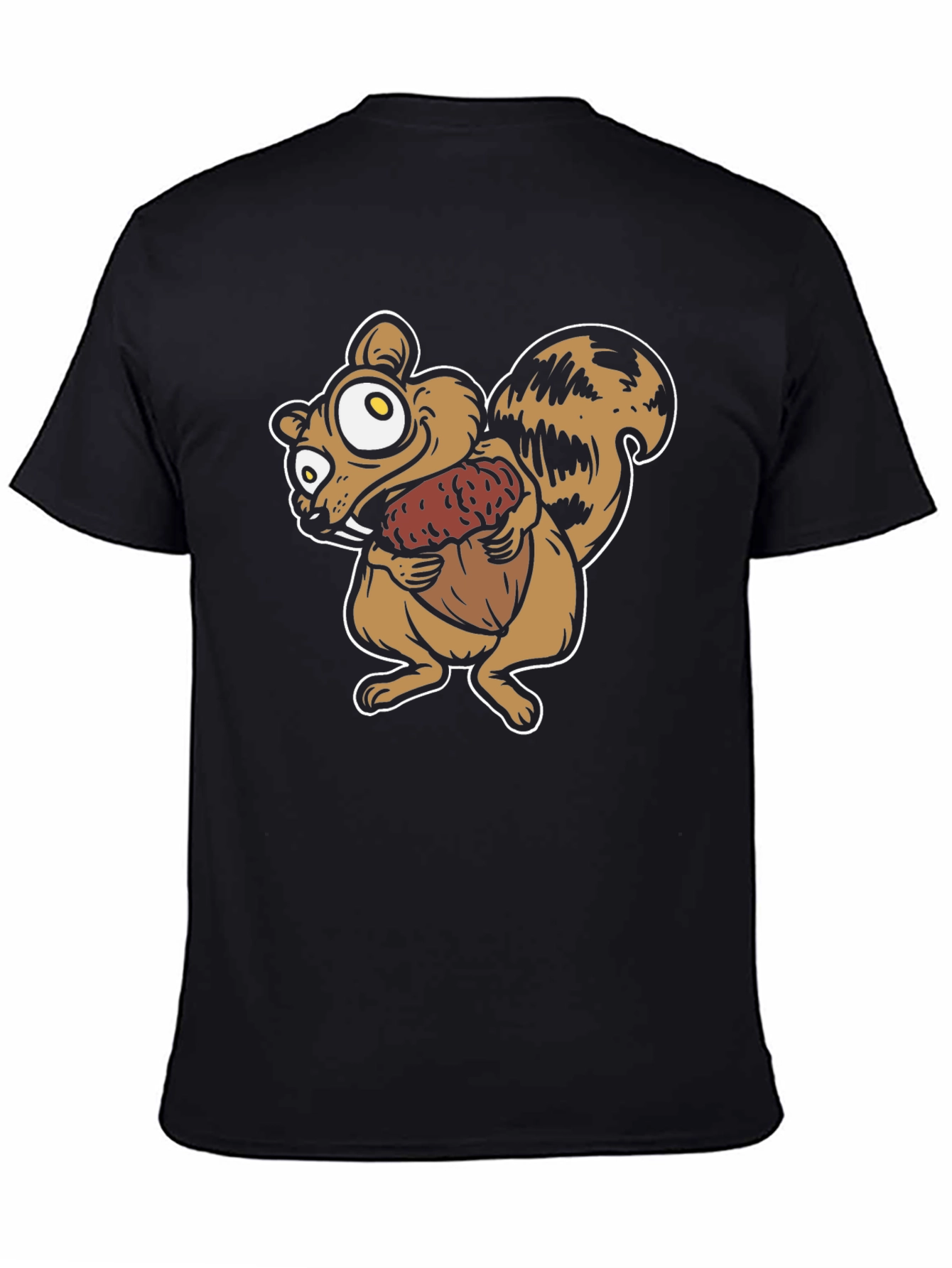 Cartoon Squirrel Holding Acorn Graphic T-Shirt