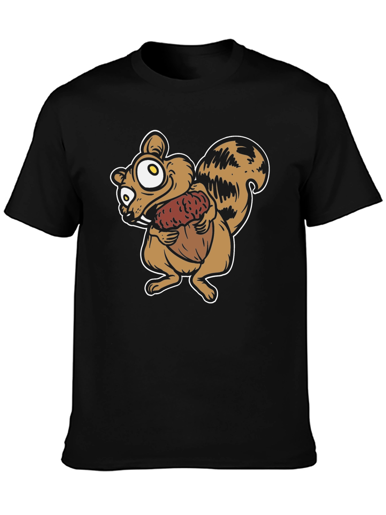 Cartoon Squirrel Holding Acorn Graphic T-Shirt