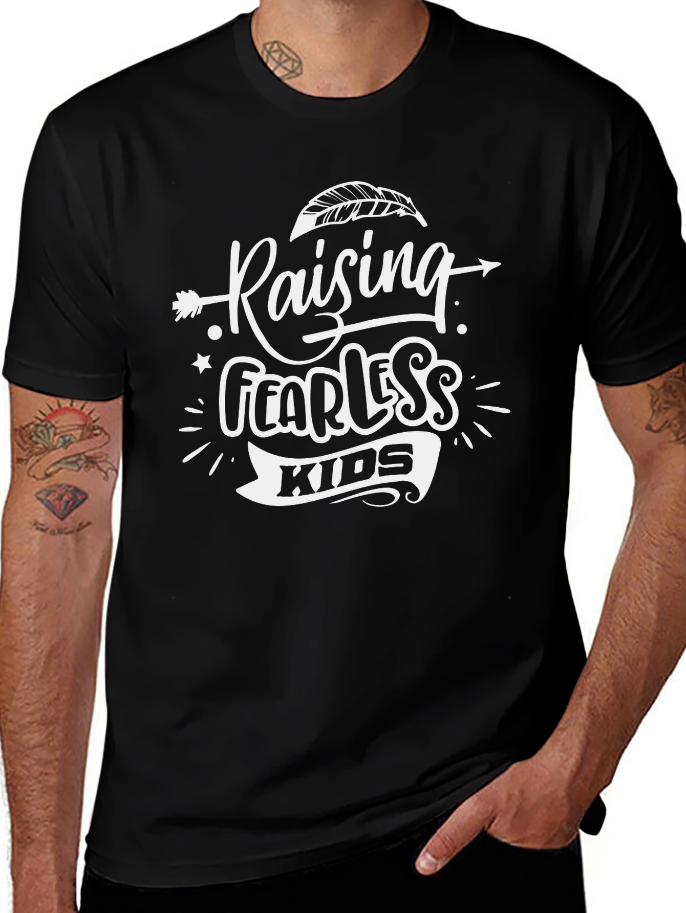 Raising Fearless Kids Graphic Tee - Trendy Black T-Shirt