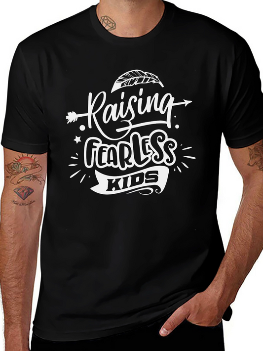 Raising Fearless Kids Graphic Tee - Trendy Black T-Shirt