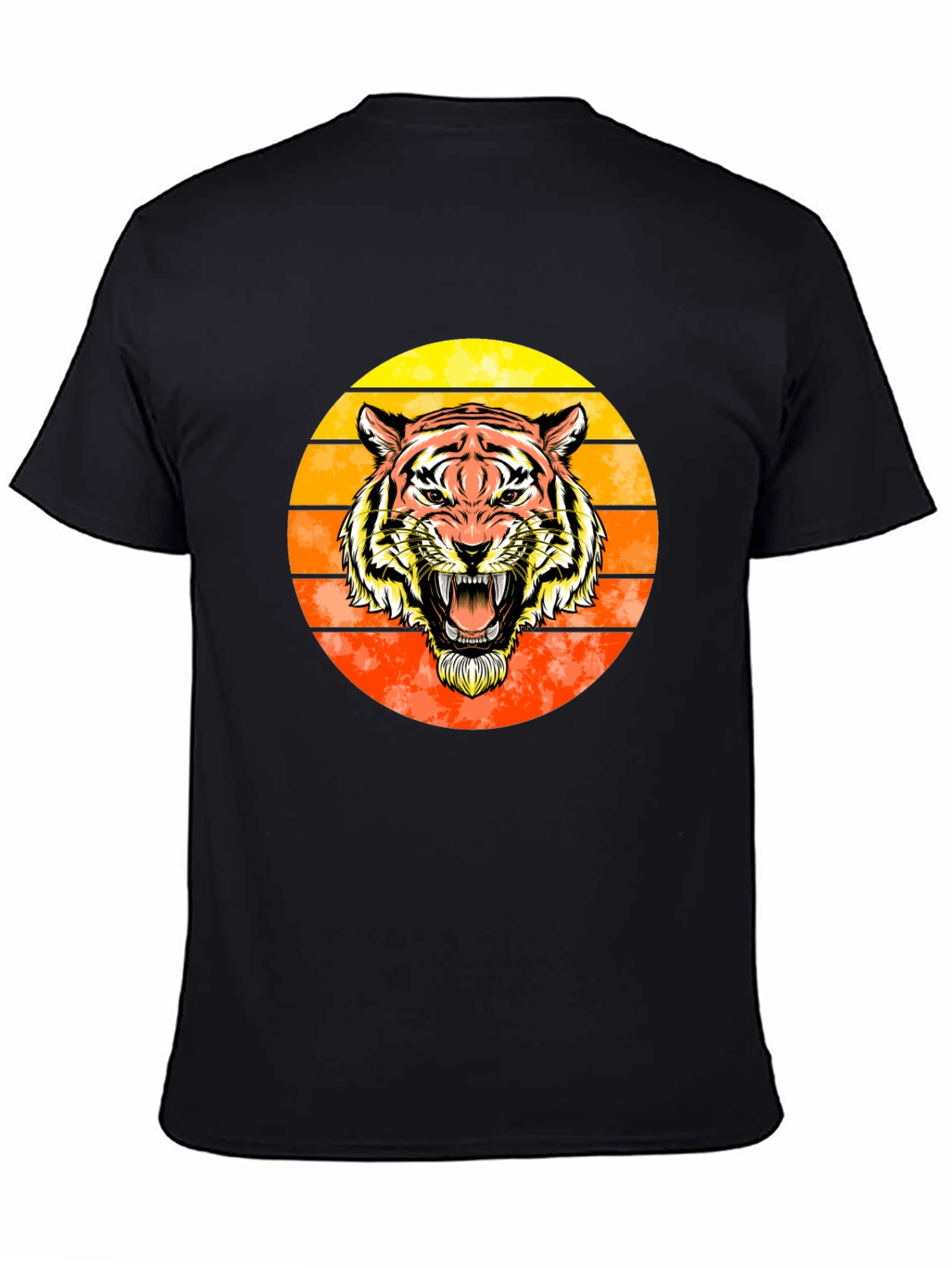 Tiger Sunset Graphic Tee - Black Cotton Comfort