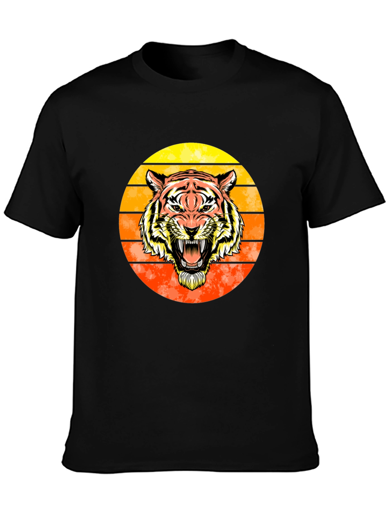 Tiger Sunset Graphic Tee - Black Cotton Comfort