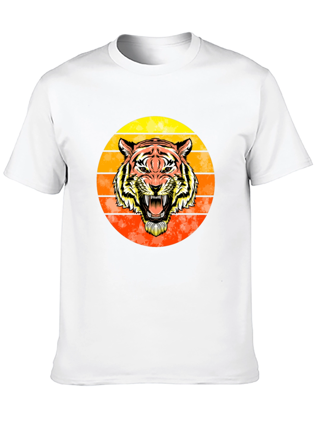 Tiger Sunset Graphic Tee - Black Cotton Comfort