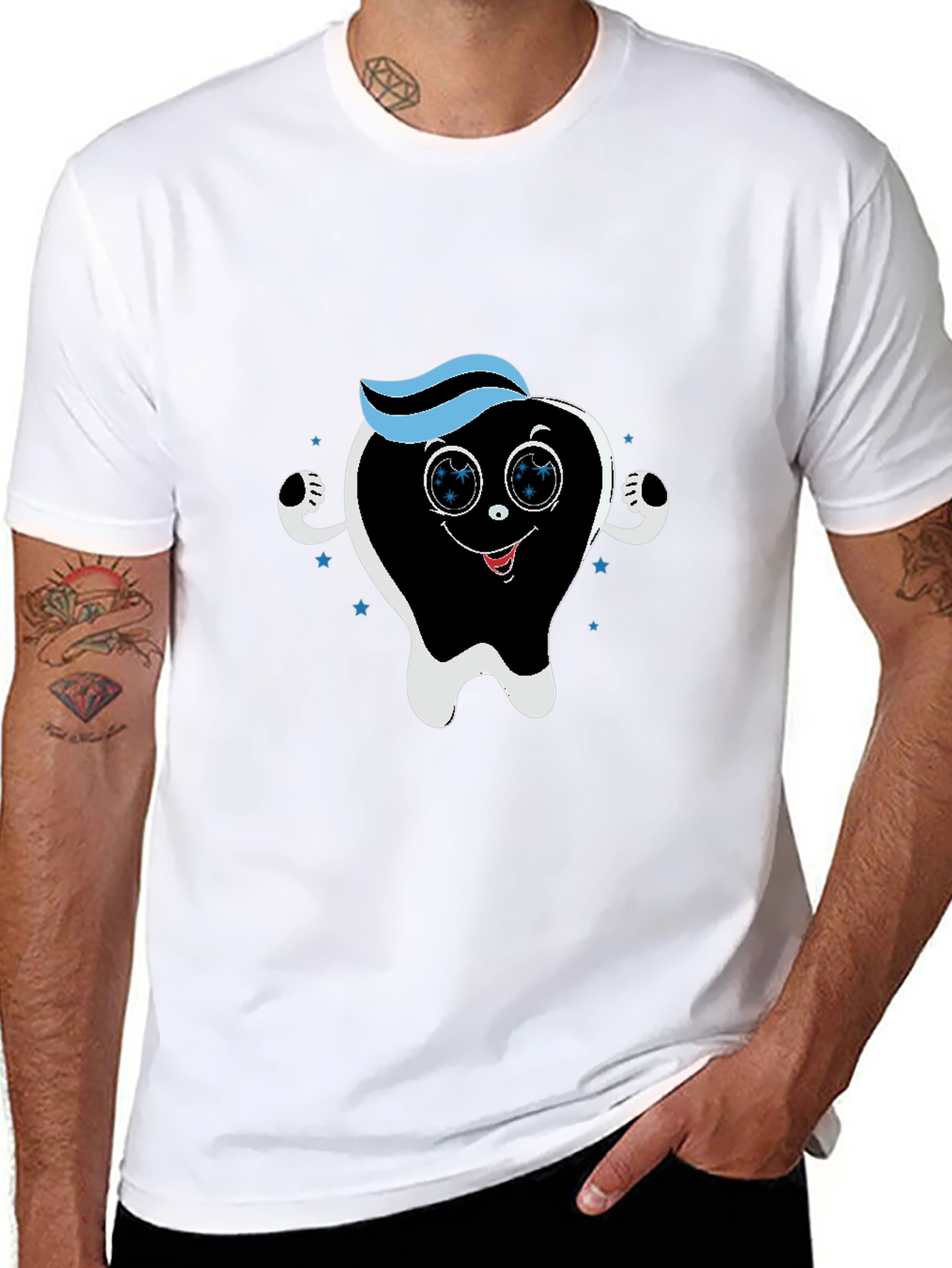 Cartoon Tooth Graphic Tee - Dental Hygiene Shirt
