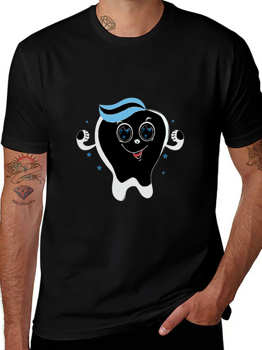 Cartoon Tooth Graphic Tee - Dental Hygiene Shirt