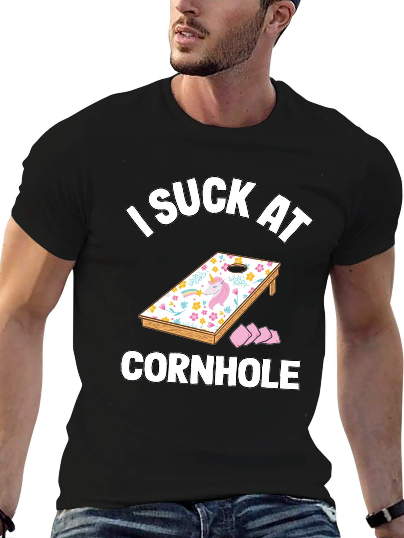 I Suck at Cornhole Graphic T-Shirt
