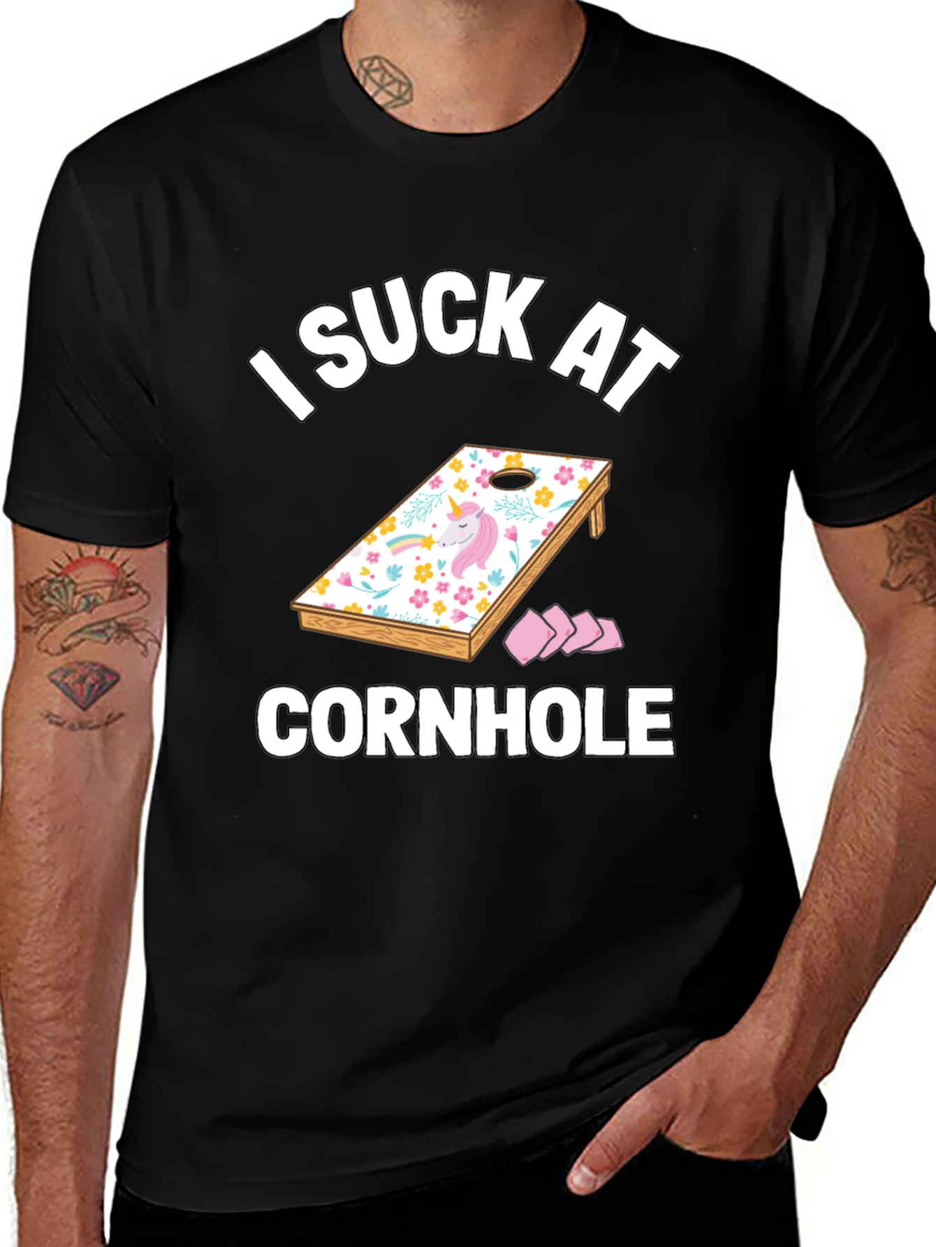 I Suck at Cornhole Graphic T-Shirt