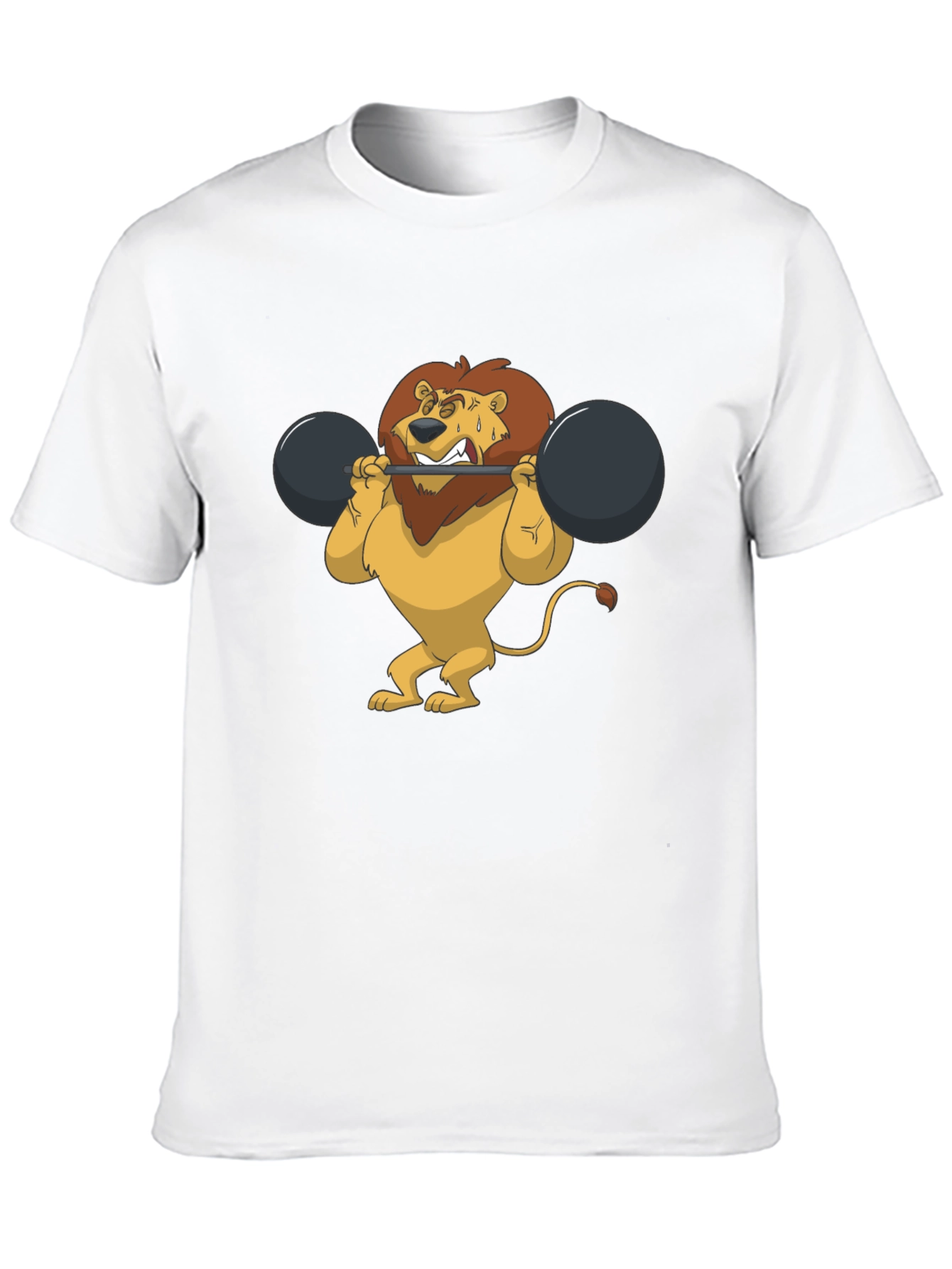Lion Lifting Weights Graphic Tee - Black T-Shirt