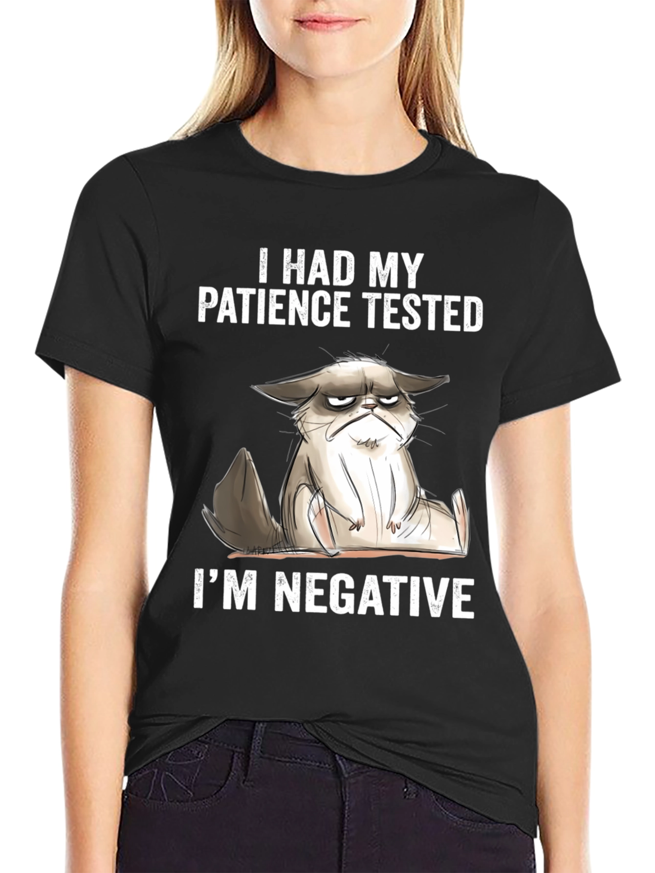Grumpy Cat Patience Tested Funny Graphic T-Shirt