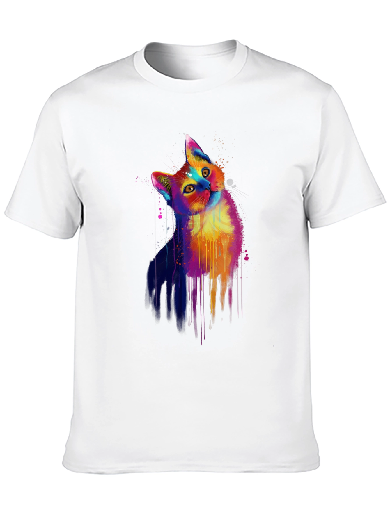 Vibrant Cat Graphic Black T-Shirt