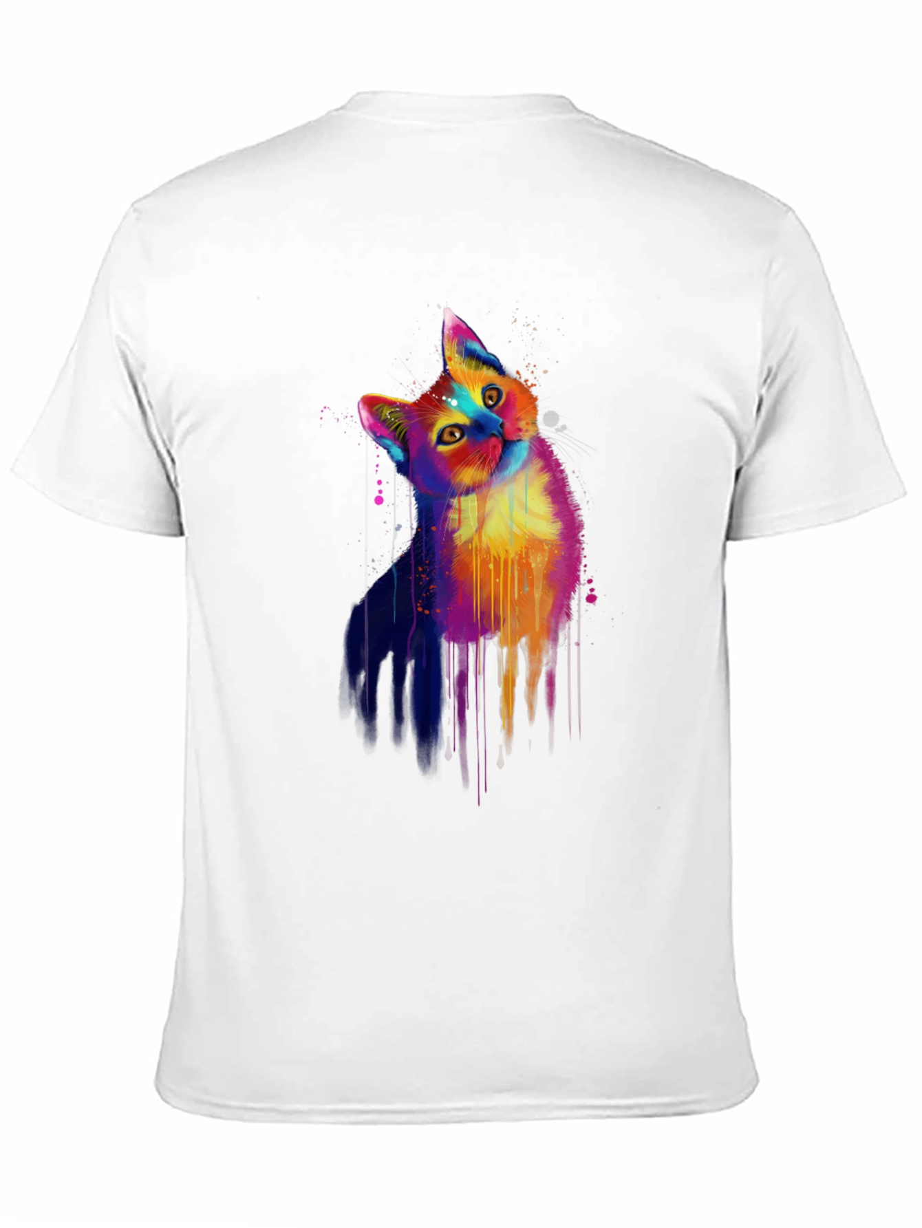Vibrant Cat Graphic Black T-Shirt