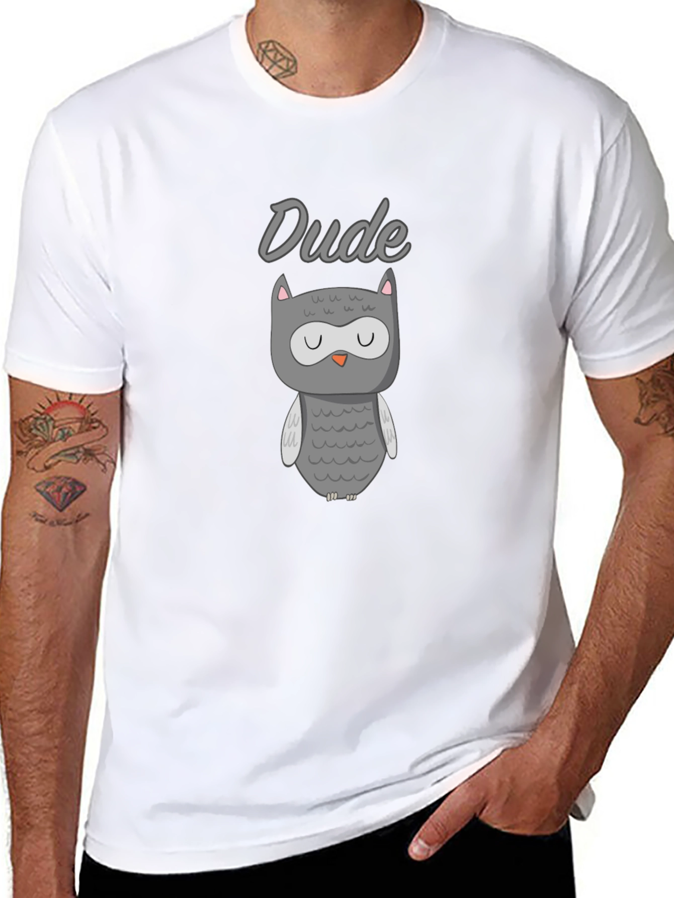 Dude Owl Graphic Black T-Shirt