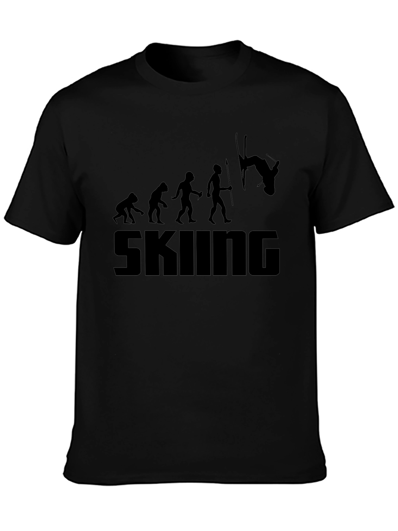 Skiing Evolution Black T-Shirt