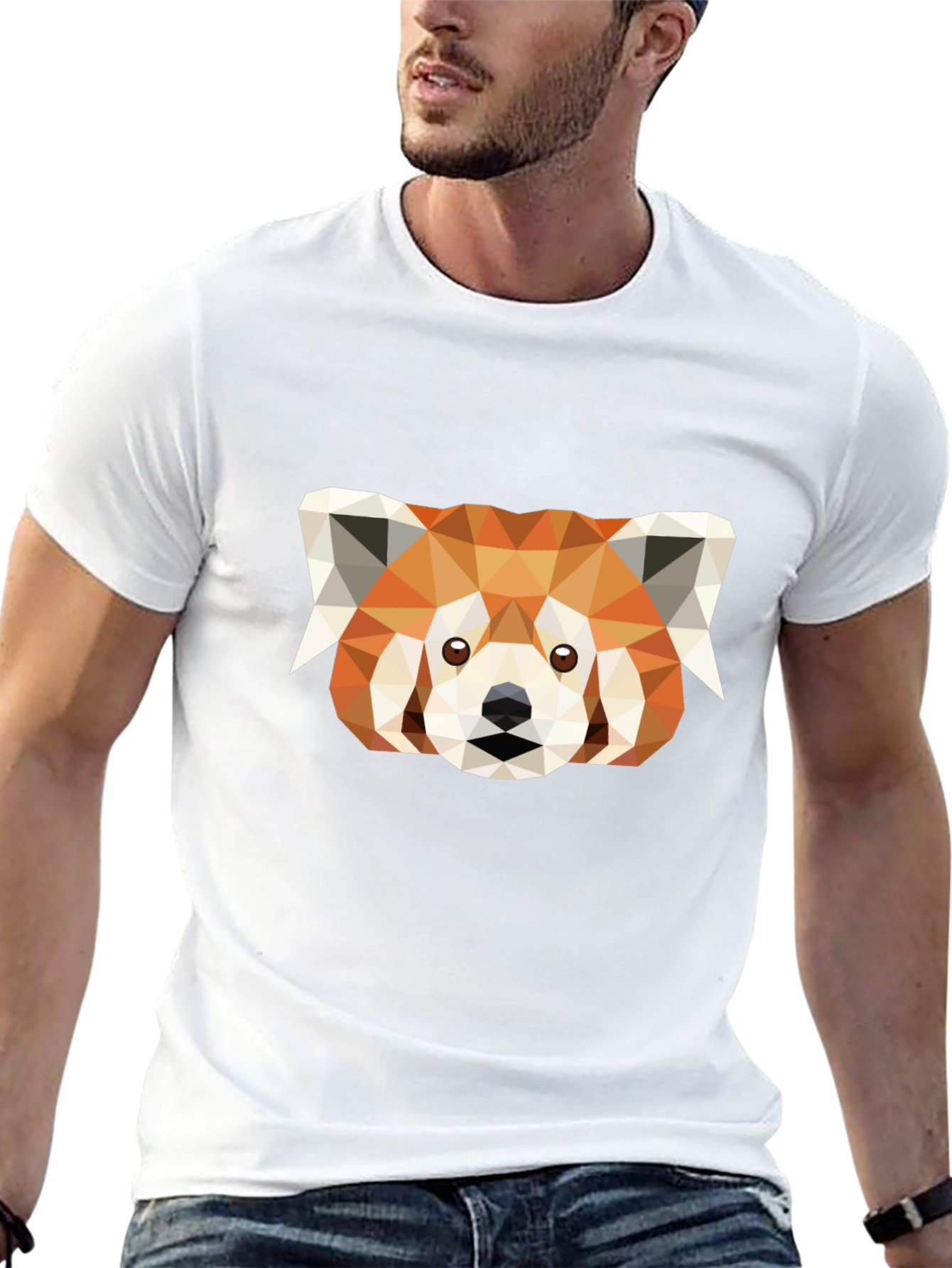 Geometric Red Panda Graphic Tee - Soft Cotton Blend