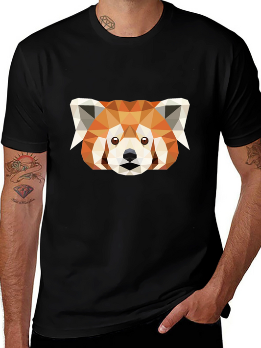 Geometric Red Panda Graphic Tee - Soft Cotton Blend
