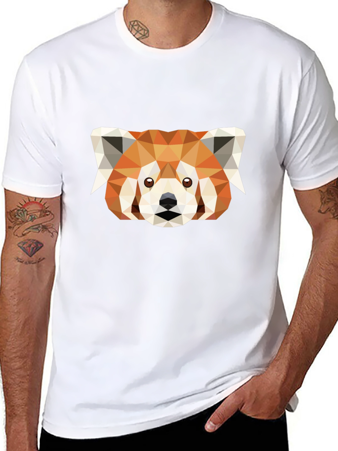 Geometric Red Panda Graphic Tee - Soft Cotton Blend