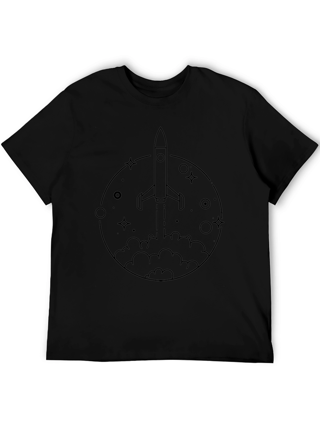 Rocket Launch Graphic Tee - Black Cotton T-Shirt