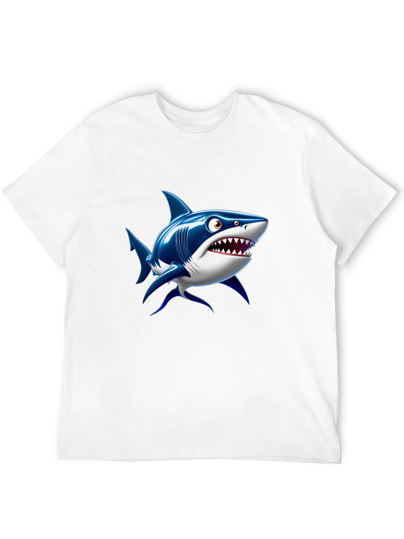 Shark Cartoon Graphic Black T-Shirt