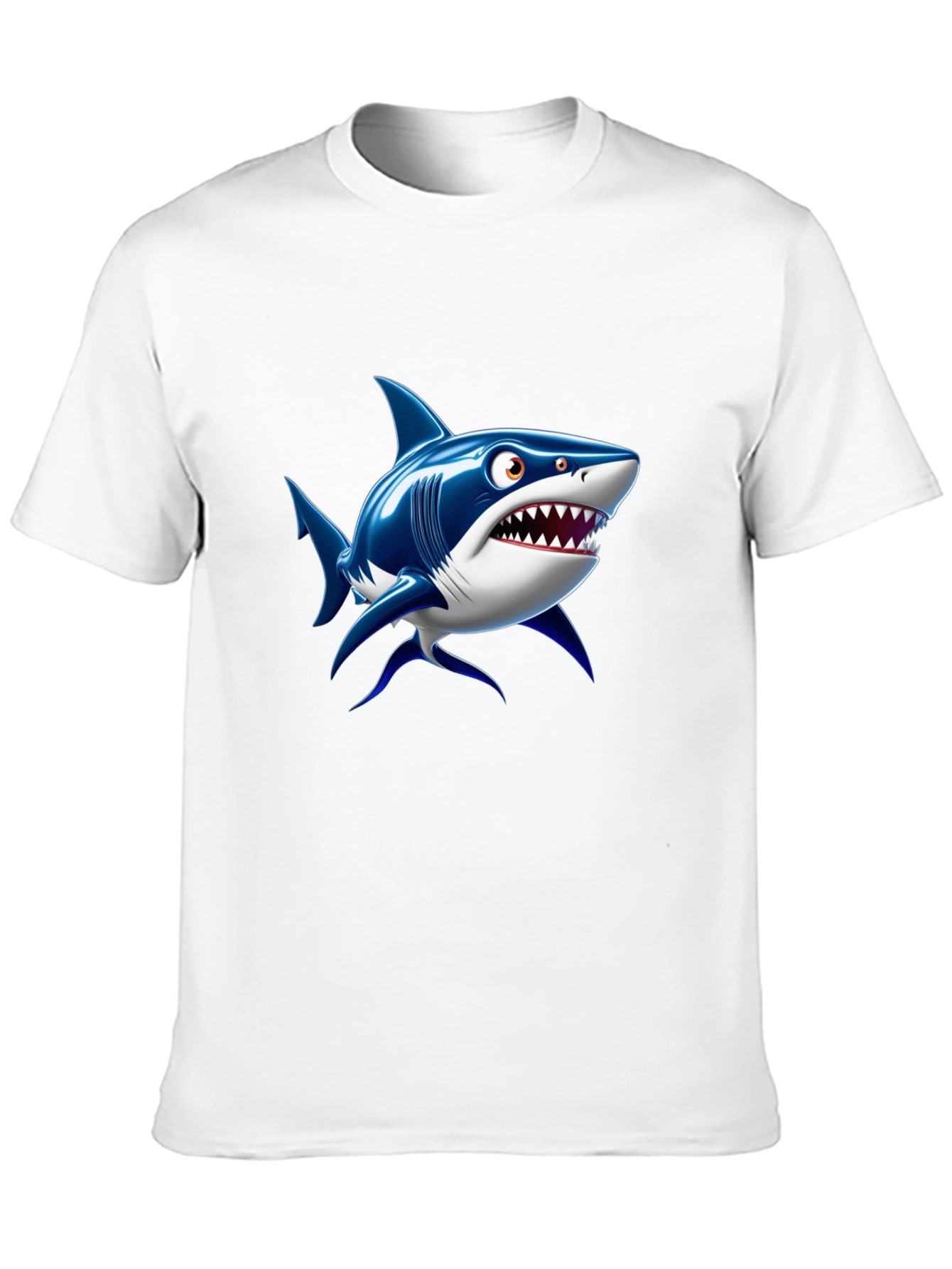 Shark Cartoon Graphic Black T-Shirt
