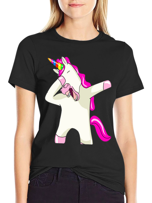 Dabbing Unicorn Graphic Tee - Black Unisex Shirt