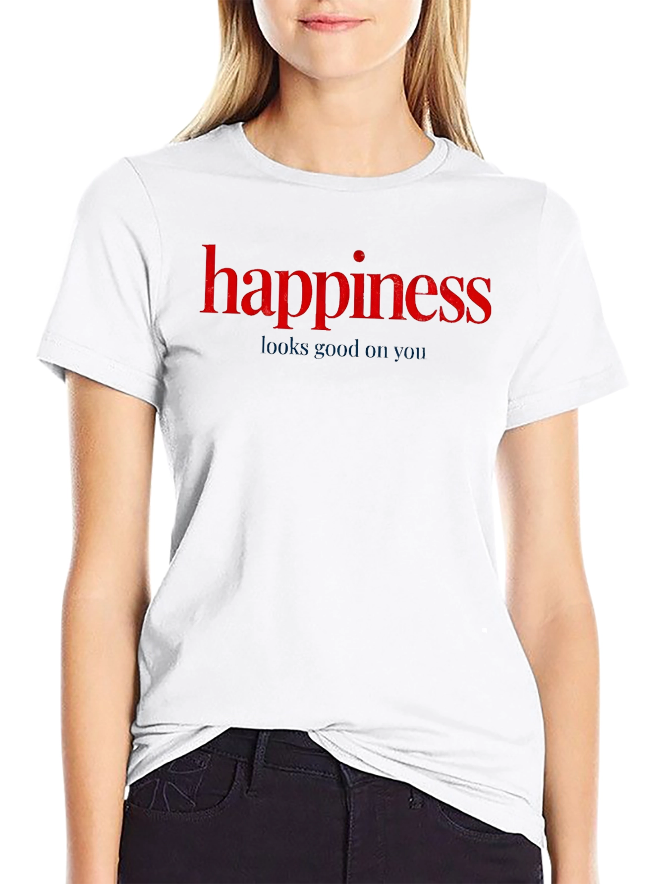Happiness Graphic Tee - Black Cotton T-Shirt