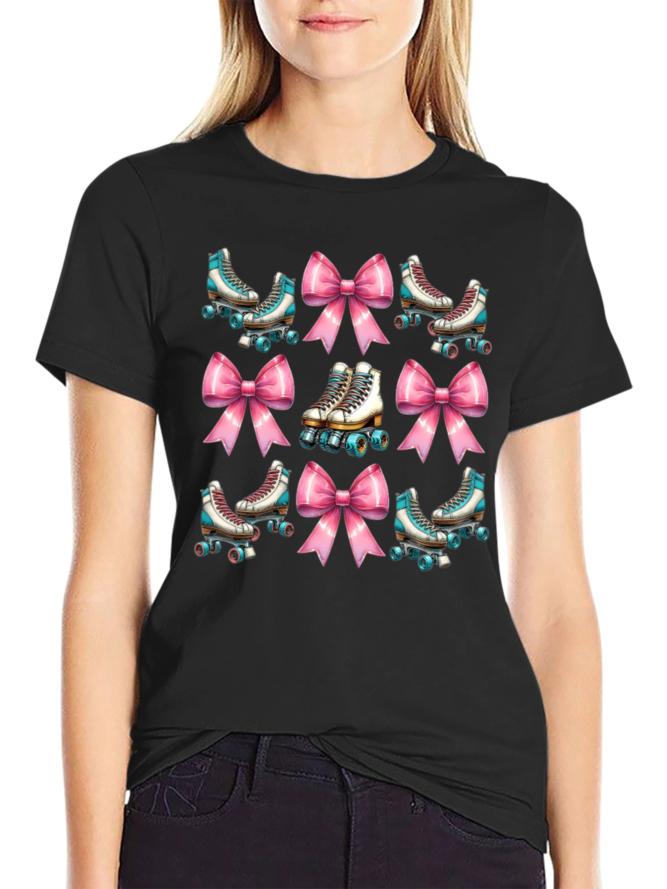 Retro Roller Skate Bow T-Shirt