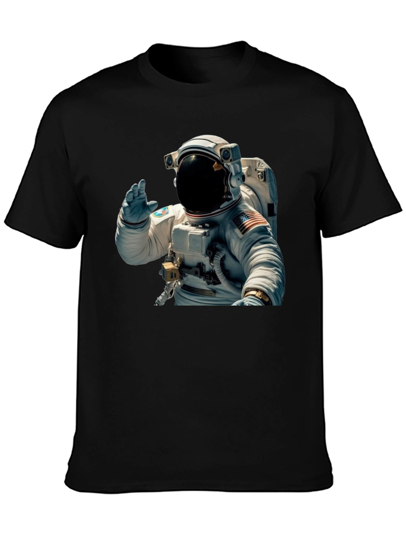 Astronaut Wave Graphic Black T-Shirt
