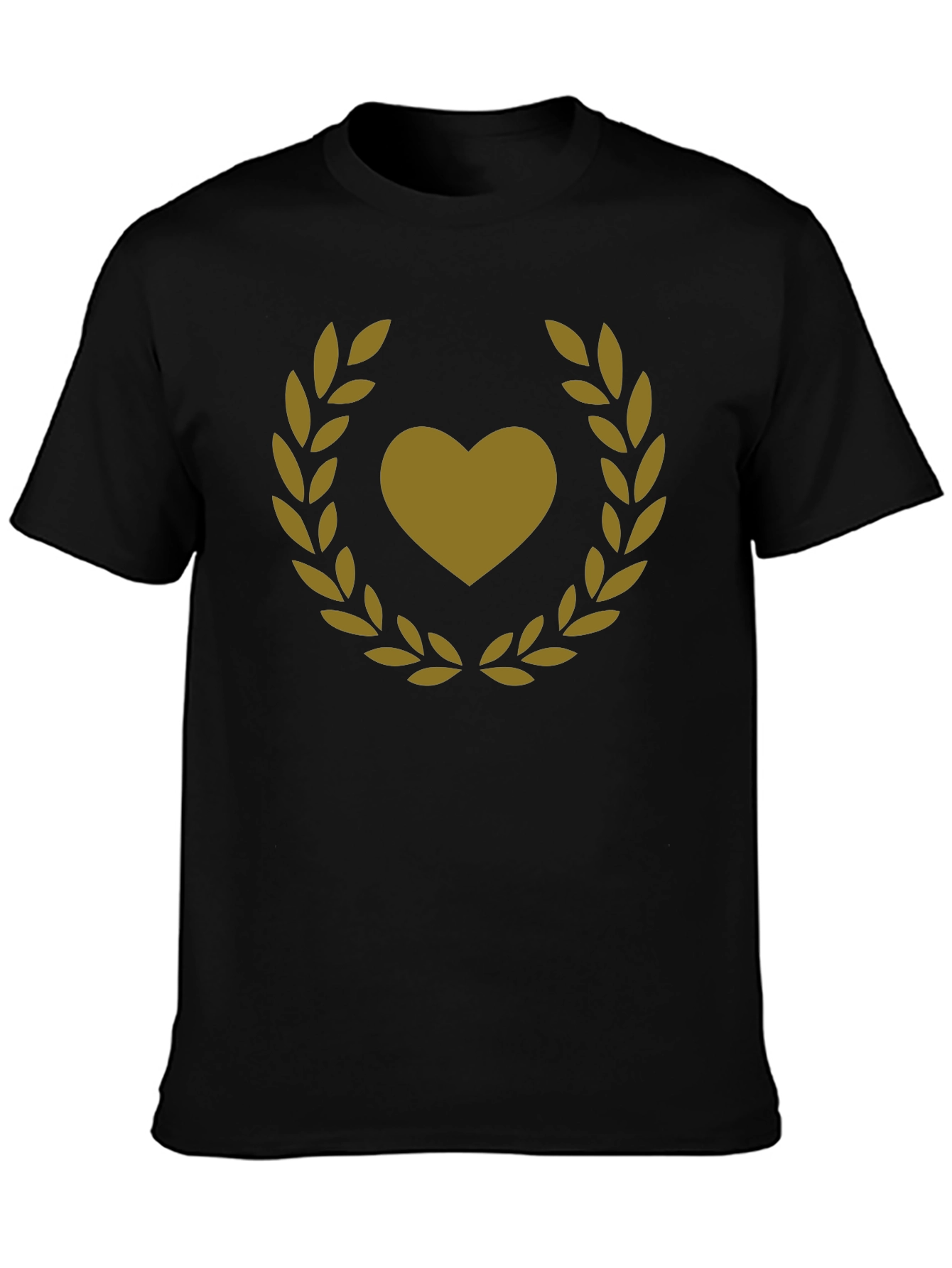Heart & Laurel Wreath Graphic Black T-Shirt
