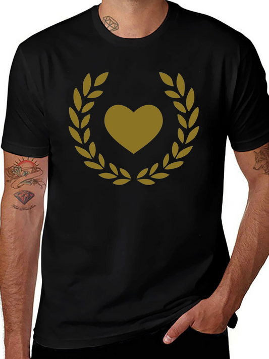 Heart & Laurel Wreath Graphic Black T-Shirt
