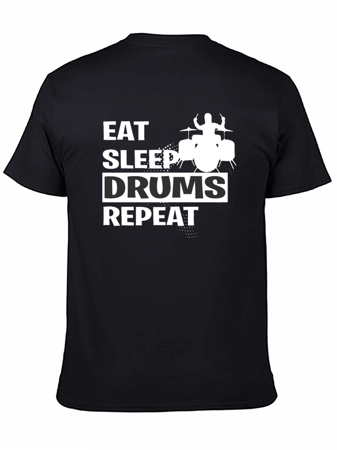 Eat Sleep Drums Repeat Black Graphic Tee