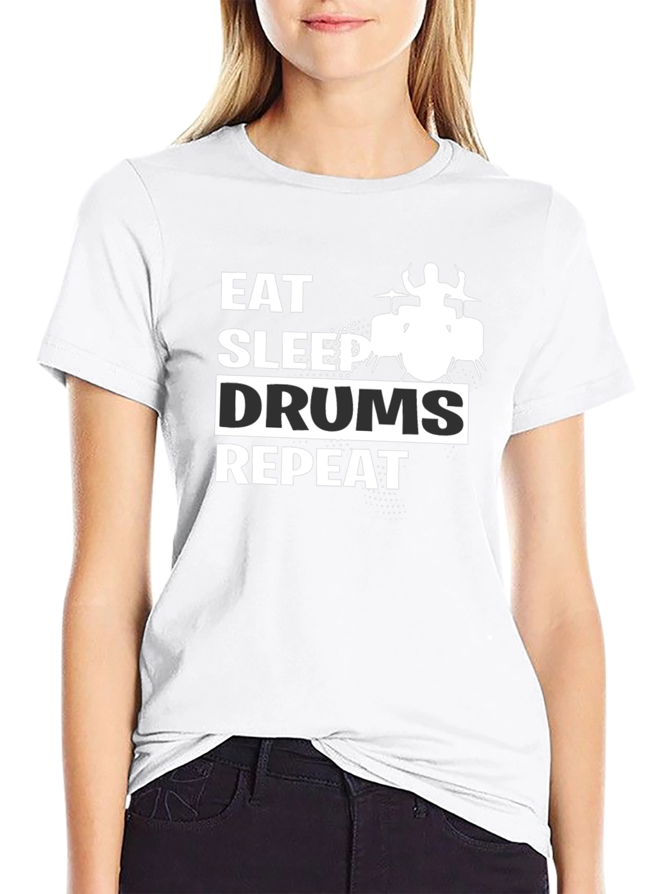 Eat Sleep Drums Repeat Black Graphic Tee