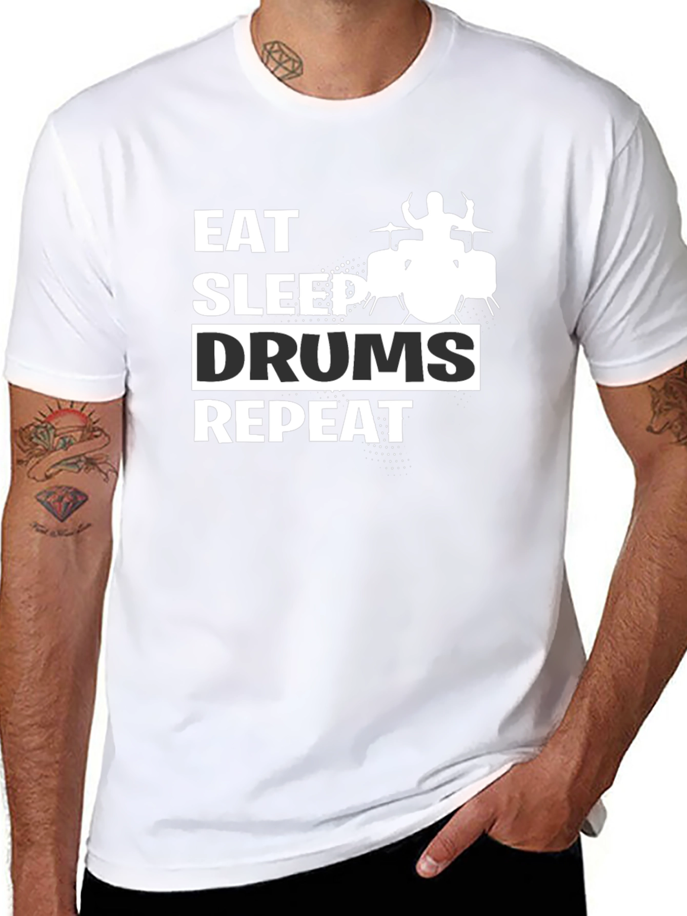 Eat Sleep Drums Repeat Black Graphic Tee
