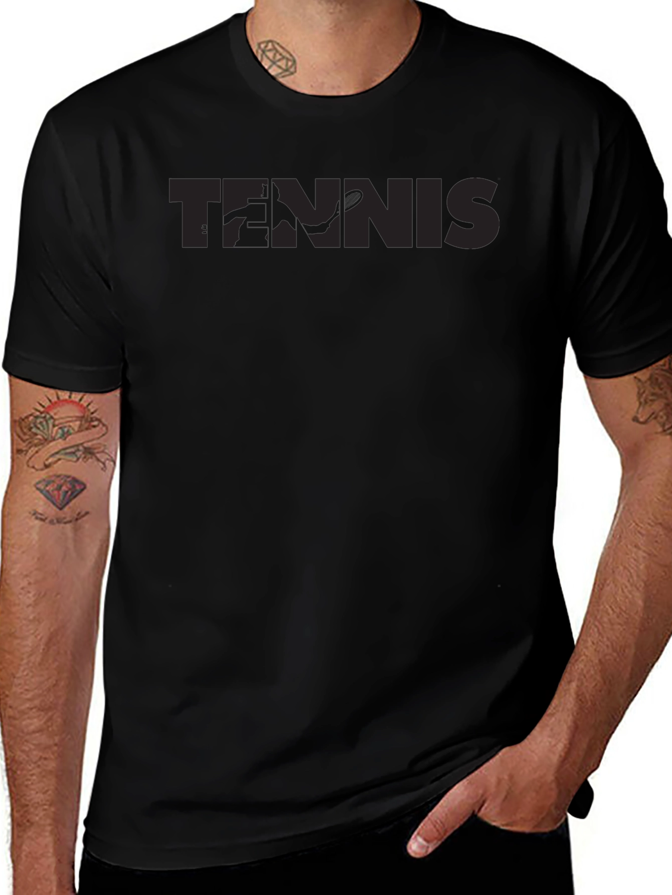 Black Tennis Graphic Crewneck T-Shirt