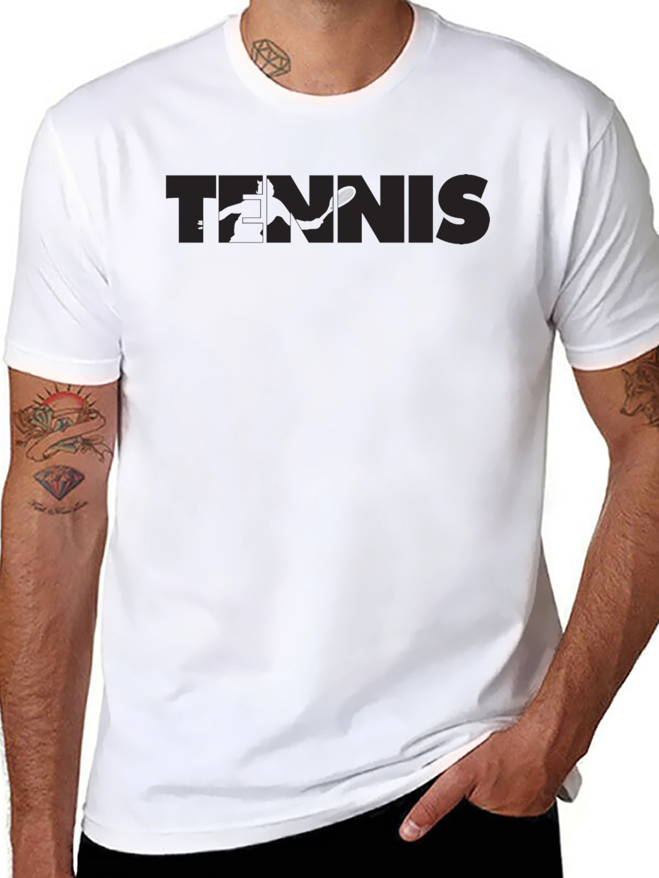 Black Tennis Graphic Crewneck T-Shirt