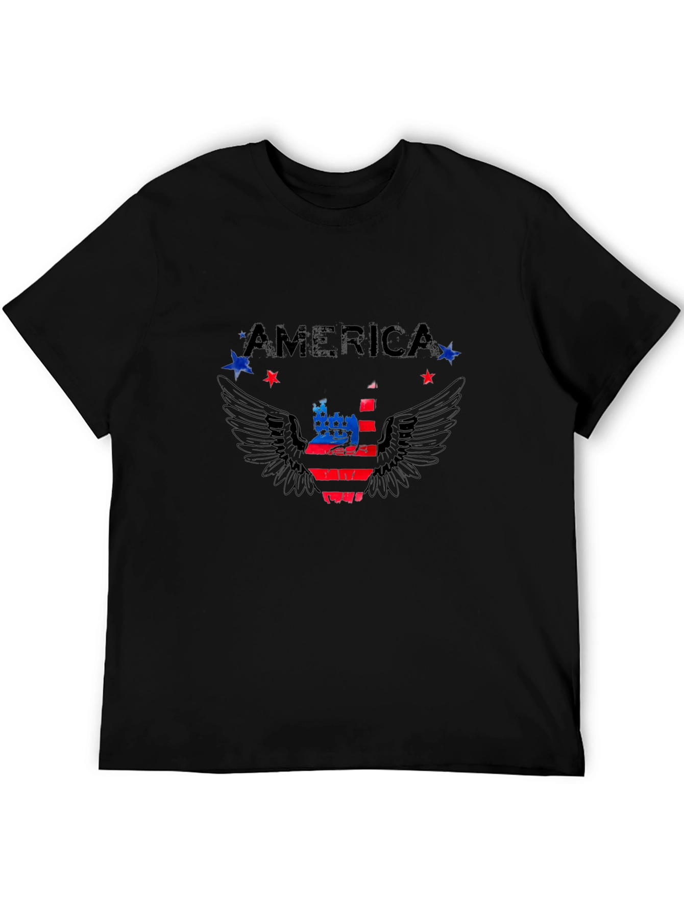 America Graphic Print Mens Black T-Shirt