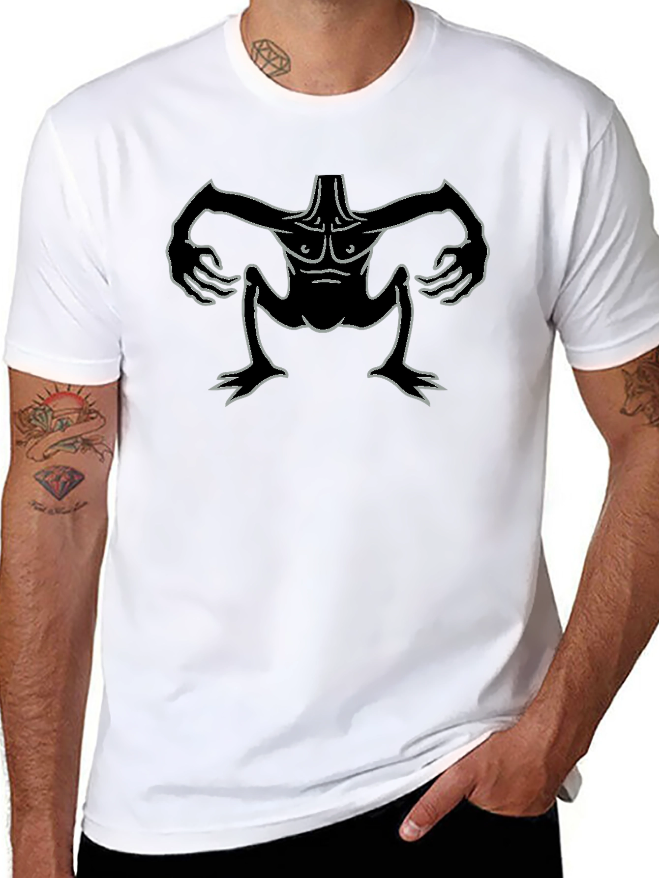 Mens Black T-Shirt with a Monster Design