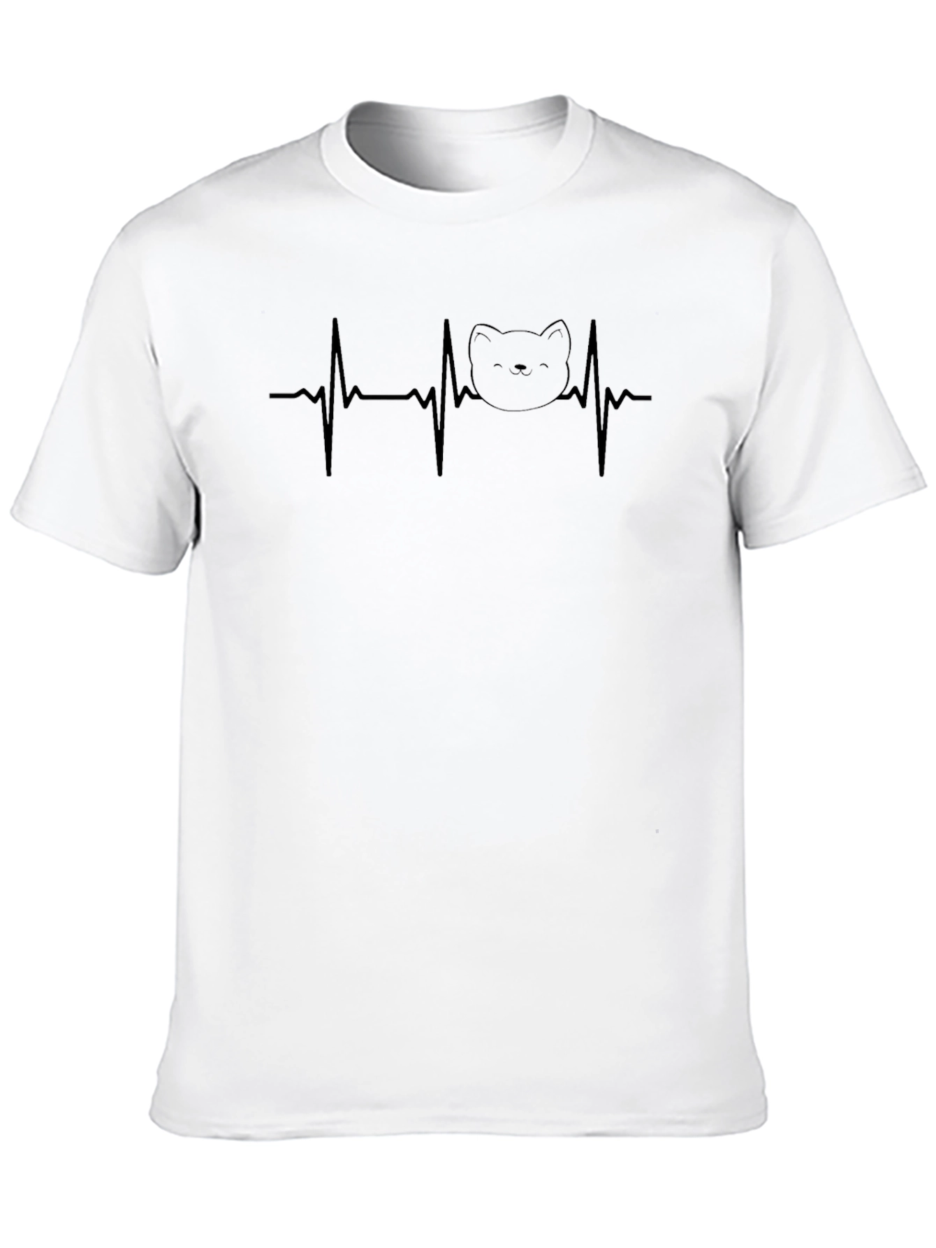 Cat Heartbeat T-Shirt - Black