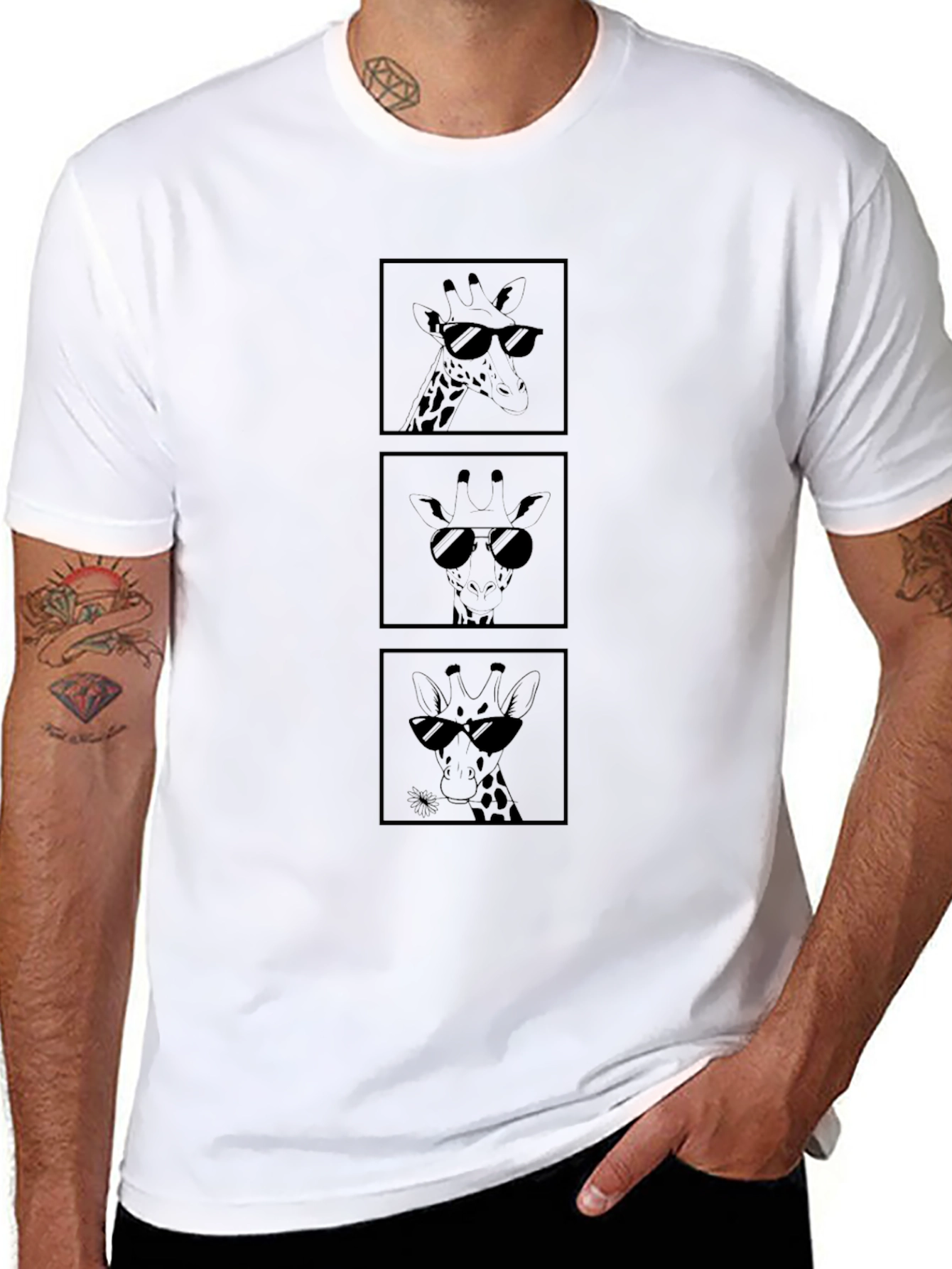 Cool Giraffe Tee - Black Graphic T-Shirt