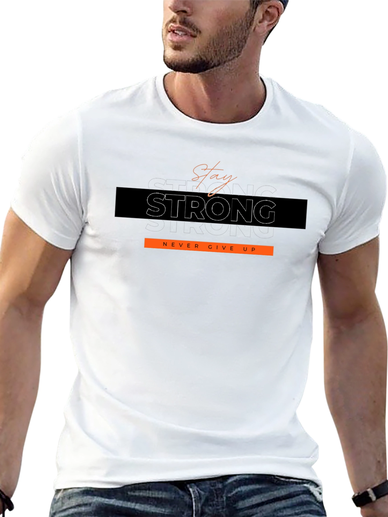 Stay Strong Graphic Tee - Motivational Black T-Shirt