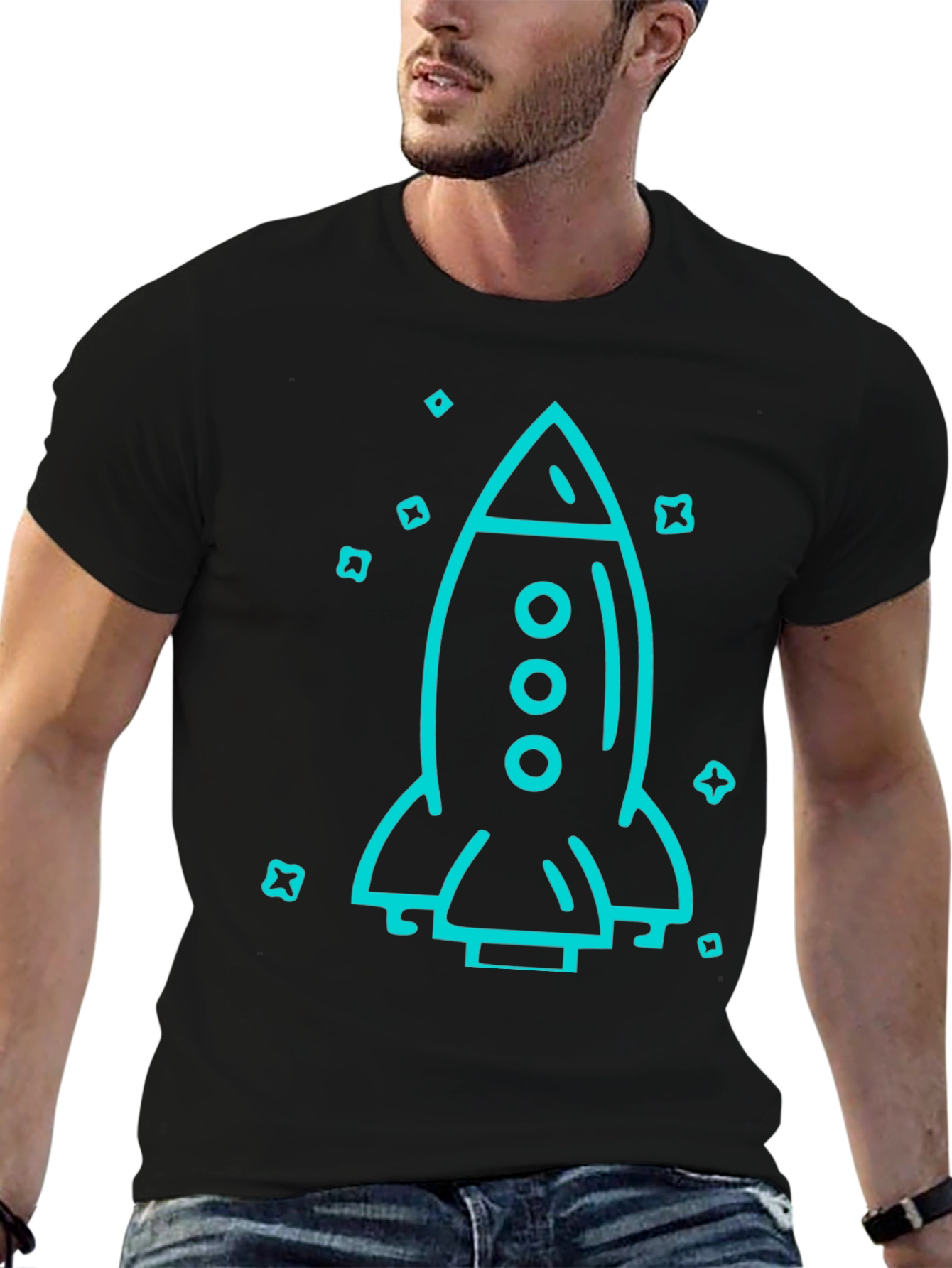 Rocket Graphic Black T-Shirt