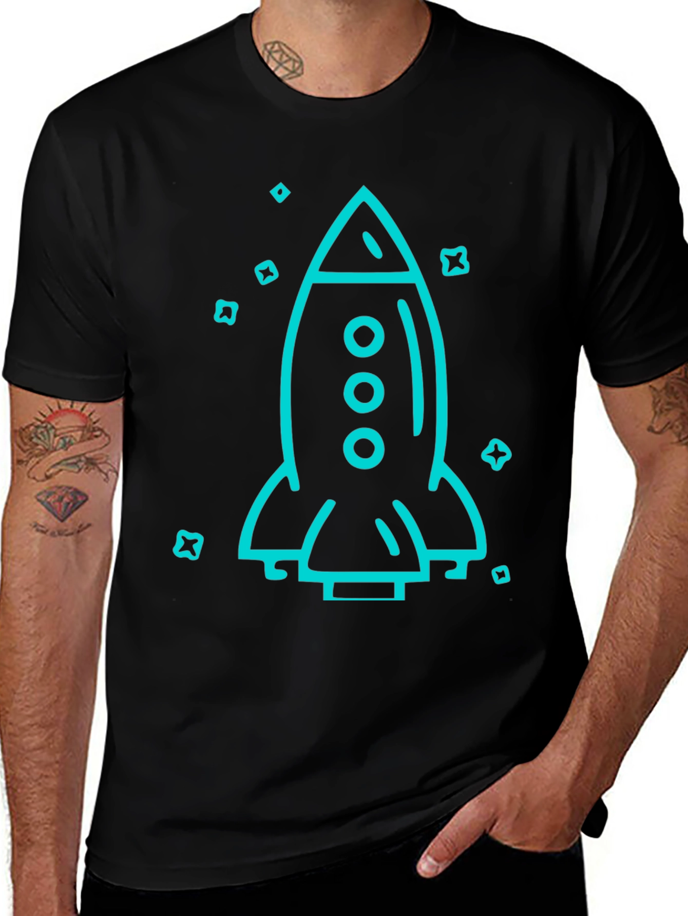 Rocket Graphic Black T-Shirt