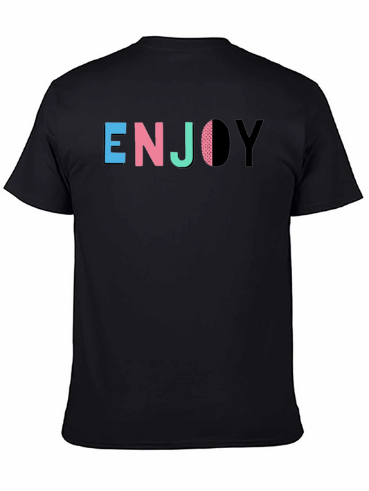 Enjoy Graphic Tee - Mens Black Short Sleeve T-Shirt