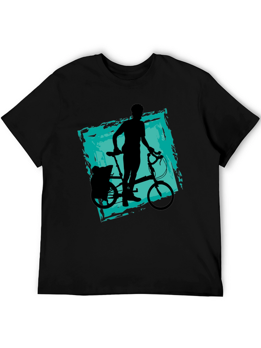 Cool Cyclist Graphic Tee - Black Cotton Blend Shirt