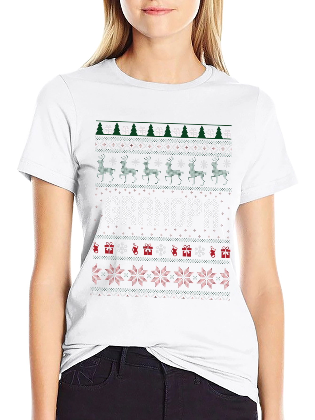 Grandpa Christmas Sweater Style T-Shirt