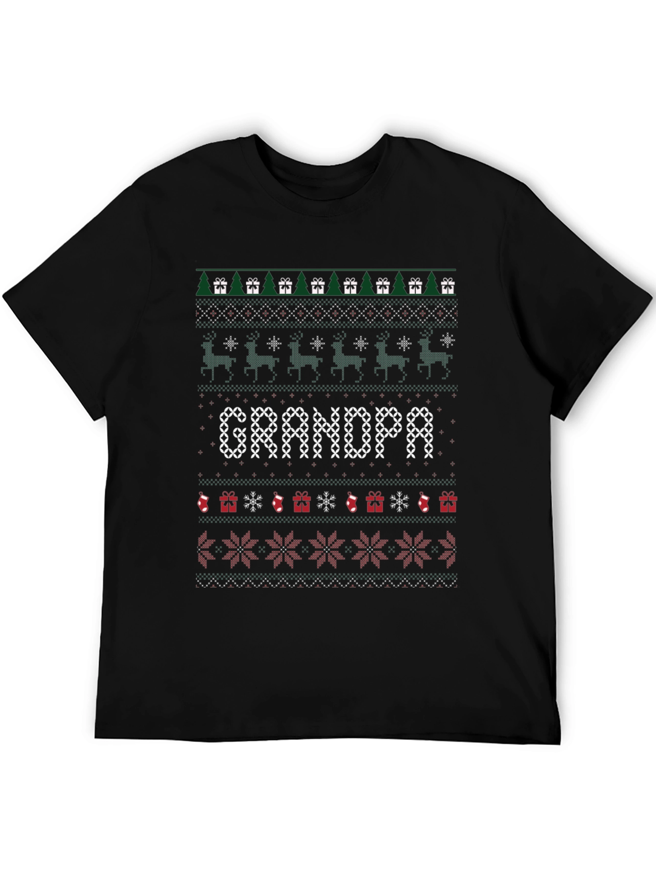Grandpa Christmas Sweater Style T-Shirt